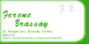 ferenc brassay business card